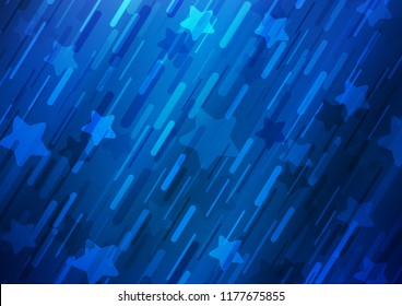 Dark BLUE vector cover with long lines. Shining colored illustration with narrow lines. Best design for your ad, poster, banner.