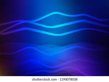 Dark BLUE vector cover with long lines. Lines on blurred abstract background with gradient. Best design for your ad, poster, banner.
