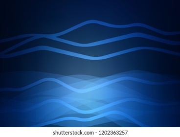 Dark BLUE vector cover with long lines. Modern geometrical abstract illustration with staves. The pattern can be used as ads, poster, banner for commercial.