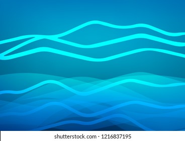 Dark BLUE vector cover with long lines. Shining colored illustration with narrow lines. The template can be used as a background.