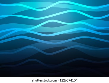 Dark BLUE vector cover with long lines. Shining colored illustration with narrow lines. Best design for your ad, poster, banner.