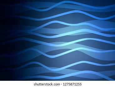 Dark BLUE vector cover with long lines. Lines on blurred abstract background with gradient. The pattern can be used as ads, poster, banner for commercial.