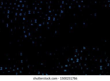 Dark BLUE vector cover with math elements. Modern geometrical illustration with numerals. Smart design for your university promotion.