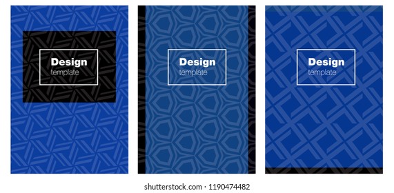 Dark BLUE vector cover for notebooks. Glitter abstract design concept with text box. Completely new template books.