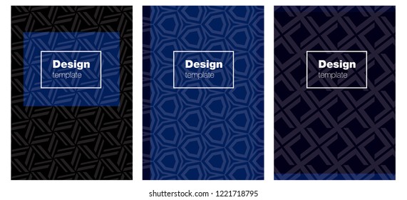 Dark BLUE vector cover for notebooks. Beautiful colorful sample in abstract style. Pattern for leaflets, booklets.