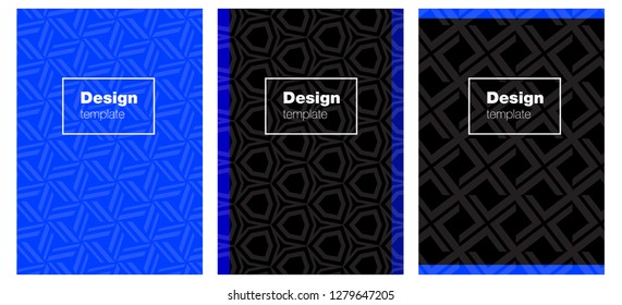 Dark BLUE vector cover for notebooks. Booklet with textbox on colorful abstract background. New design for cover of books.