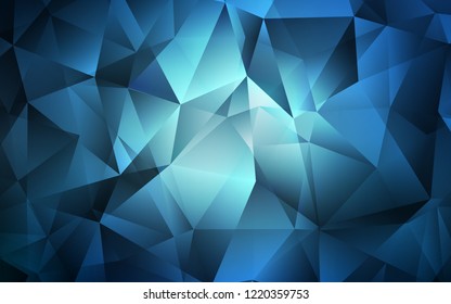 Dark BLUE vector cover in polygonal style. Triangles on abstract background with colorful gradient. Pattern for commercials.