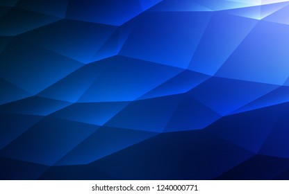 Dark BLUE vector cover in polygonal style. Decorative design in abstract style with triangles. Modern template for your landing page.