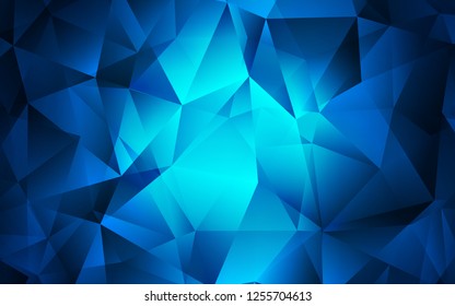 Dark BLUE vector cover in polygonal style. Decorative design in abstract style with triangles. Best design for your ad, poster, banner.