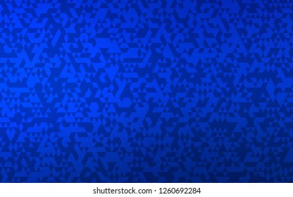 Dark BLUE vector cover in polygonal style. Illustration with set of colorful triangles. Modern template for your landing page.