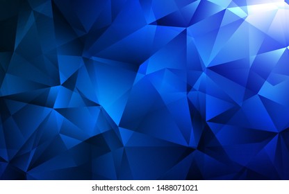 Dark BLUE vector cover in polygonal style. Triangles on abstract background with colorful gradient. Pattern for commercials.
