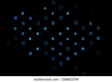 Dark BLUE vector cover in polygonal, circular style. Beautiful illustration with colorful gradient rectangles, circles. Smart design for your business advert.