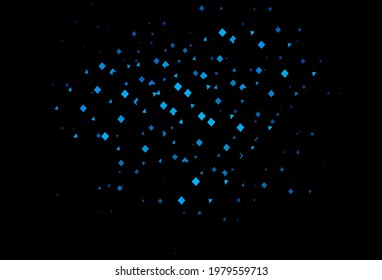 Dark blue vector cover in polygonal style with circles. Glitter abstract illustration with spheres, squares, lines. Pattern for commercials.