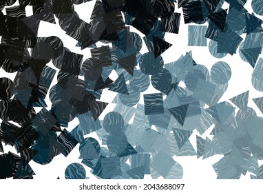 Dark  blue vector cover in polygonal style with circles. Abstract illustration with colorful dots, lines, cubes. Pattern for commercials.