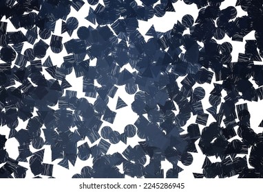 Dark  blue vector cover in polygonal style with circles. Illustration with set of colorful circles, triangles, squares. Best design for your ad, poster, banner.