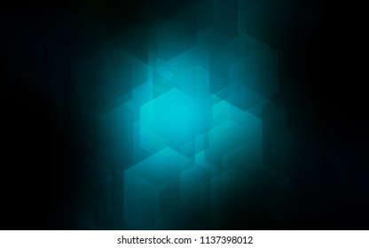 Dark BLUE vector cover with set of hexagons. Design in abstract style with hexagons. Pattern for ads, leaflets.
