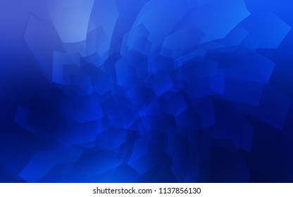 Dark BLUE vector cover with set of hexagons. White background with colorful hexagons. Pattern can for your ad, booklets.