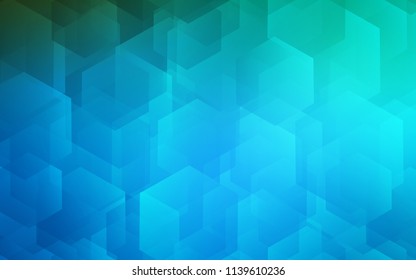 Dark BLUE vector cover with set of hexagons. Colorful hexagons on white backdrop. Pattern can be used for landing pages.