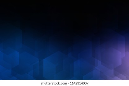 Dark BLUE vector cover with set of hexagons. Illustration of colored hexagons on white surface. Pattern can be used for landing pages.