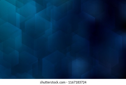 Dark BLUE vector cover with set of hexagons. Illustration with set of colorful hexagons. New template for your brand book.