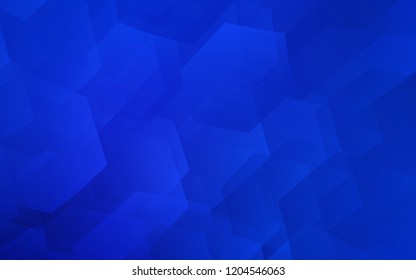 Dark BLUE vector cover with set of hexagons. Glitter abstract illustration in hexagonal style. Pattern can for your ad, booklets.