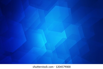 Dark BLUE vector cover with set of hexagons. Illustration with set of colorful hexagons. Pattern can for your ad, booklets.