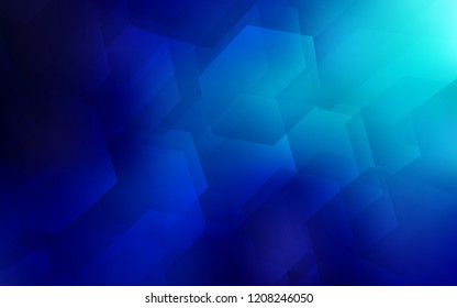 Dark BLUE vector cover with set of hexagons. Illustration with set of colorful hexagons. Beautiful design for your business advert.