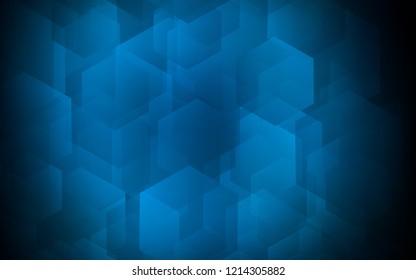 Dark BLUE vector cover with set of hexagons. White background with colorful hexagons. New template for your brand book.