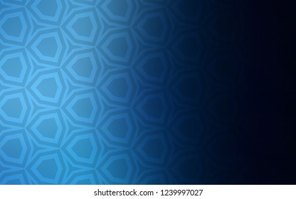 Dark BLUE vector cover with set of hexagons. Illustration with set of colorful hexagons. Pattern for texture of wallpapers.