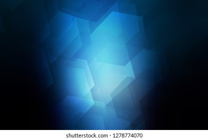 Dark BLUE vector cover with set of hexagons. Colorful hexagons on white backdrop. Pattern can for your ad, booklets.
