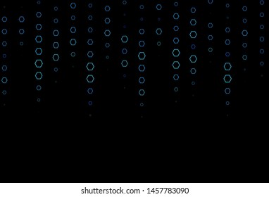 Dark BLUE vector cover with set of hexagons. Simple background with colorful hexagons. New design for website's poster, banner.