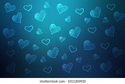 Dark BLUE vector cover with Shining hearts.