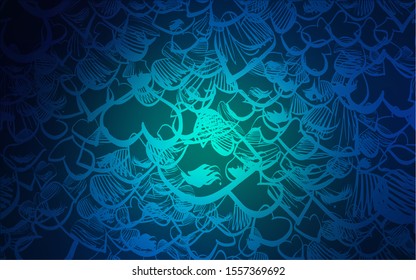 Dark BLUE vector cover with Shining hearts. Beautiful colored illustration with hearts in celebration style. Template for Valentine's greeting postcards.