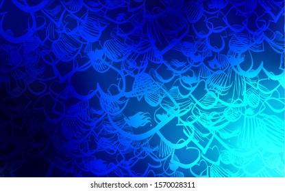 Dark BLUE vector cover with Shining hearts. Decorative shining illustration with hearts on abstract template. Template for Valentine's greeting postcards.
