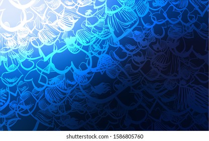 Dark BLUE vector cover with Shining hearts. Decorative shining illustration with hearts on abstract template. Beautiful design for your business advert of anniversary.