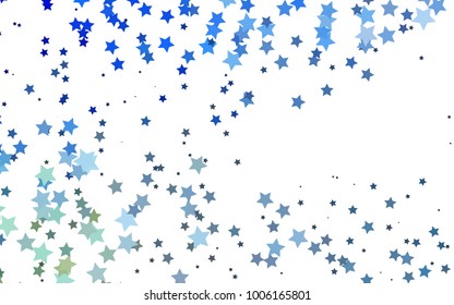 Dark BLUE vector cover with small and big stars. Blurred decorative design in simple style with stars. Best design for your ad, poster, banner.