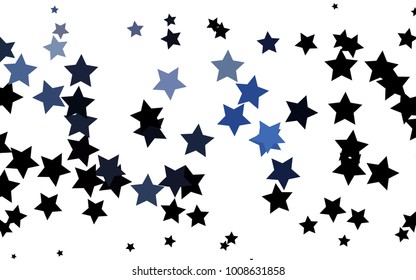 Dark BLUE vector cover with small and big stars. Shining colored illustration with stars. Smart design for your business advert.