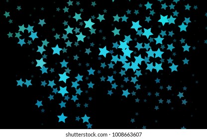 Dark BLUE vector cover with small and big stars. Decorative shining illustration with stars on abstract template. Smart design for your business advert.