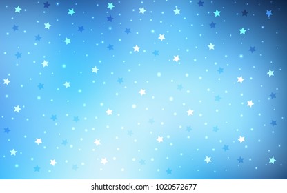 Dark BLUE vector cover with small and big stars. Decorative shining illustration with stars on abstract template. Best design for your ad, poster, banner.