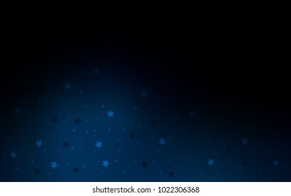 Dark BLUE vector cover with small and big stars. Decorative shining illustration with stars on abstract template. The template can be used as a background.