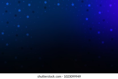 Dark BLUE vector cover with small and big stars. Glitter abstract illustration with colored stars. Smart design for your business advert.