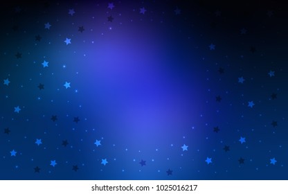Dark BLUE vector cover with small and big stars. Blurred decorative design in simple style with stars. The pattern can be used for wrapping gifts.