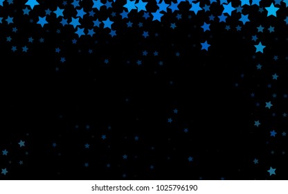 Dark BLUE vector cover with small and big stars. Decorative shining illustration with stars on abstract template. The template can be used as a background.