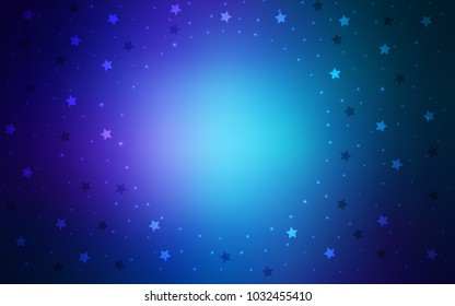 Dark BLUE vector cover with small and big stars. Shining colored illustration with stars. The pattern can be used for websites.