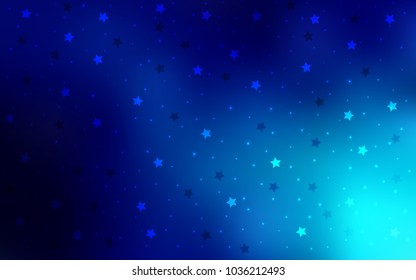 Dark BLUE vector cover with small and big stars. Modern geometrical abstract illustration with stars. The pattern can be used for new year ad, booklets.