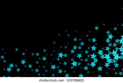 Dark BLUE vector cover with small and big stars. Modern geometrical abstract illustration with stars. The template can be used as a background.
