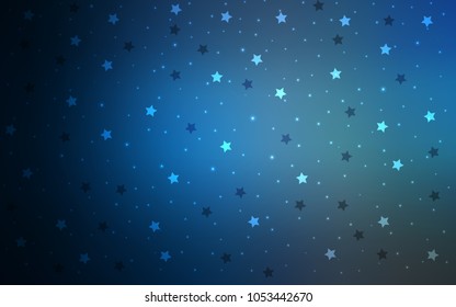 Dark BLUE vector cover with small and big stars. Modern geometrical abstract illustration with stars. The pattern can be used for wrapping gifts.