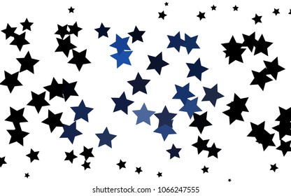 Dark BLUE vector cover with small and big stars. Blurred decorative design in simple style with stars. The pattern can be used for websites.