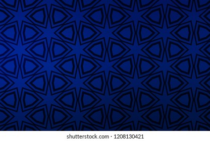 Dark BLUE vector cover with small and big stars. Stars on blurred abstract background with gradient. Pattern for websites, landing pages.