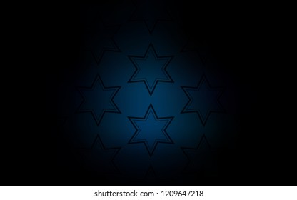 Dark BLUE vector cover with small and big stars. Decorative illustration with stars on abstract template. Pattern for websites, landing pages.